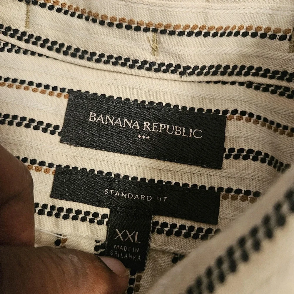 Banana Republic‎ Shirt Mens 2XL Striped Short Sleeve Button Up Standard Fit